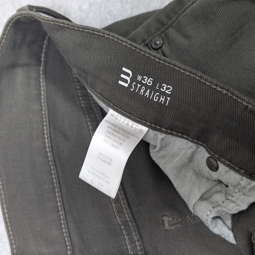 Mott & Bow Mercer Straight Jeans Mens Size 36x32 Military Green - Picture 4 of 13